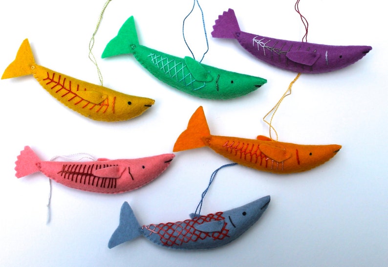 Fish Ornament pdf Pattern Tutorial Felt toy embroidery hand stitch imagem 4