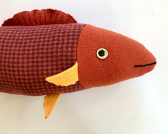 Orange Fish Pillow wool doll cabin ocean decor