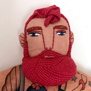 Merman Red-Haired Beard and Mermaid Tattoos Man doll image 1