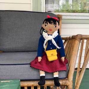 School Girl doll with a Bookbag Satchel wool image 7