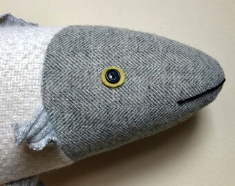 Wool Fish White and Grey pillow doll cabin ocean decor