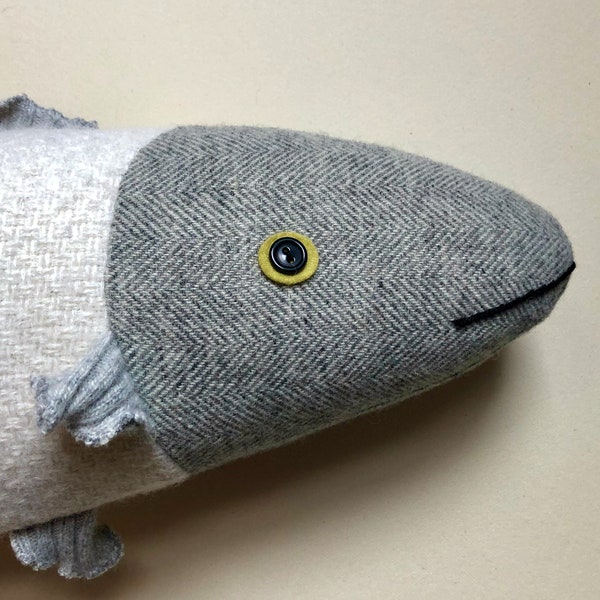 Wool Fish White and Grey pillow doll cabin ocean decor