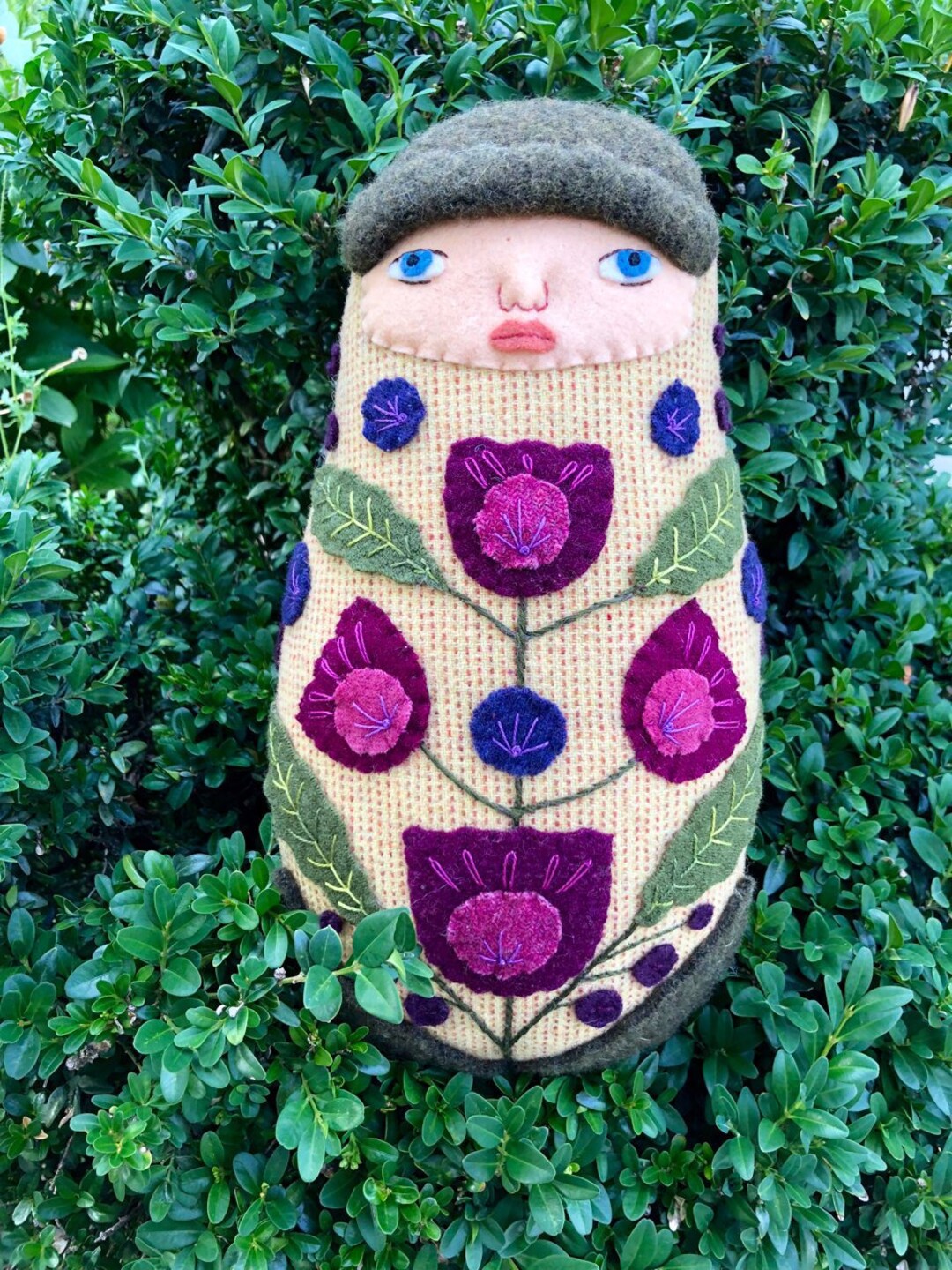 Swaddled Flower Folk Art Baby Wool Doll Etsy