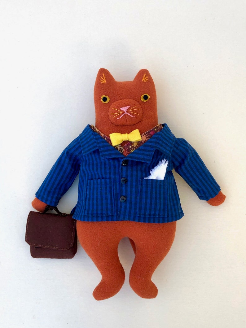 Orange Kitty Professor Boy wool doll Cat around town image 1