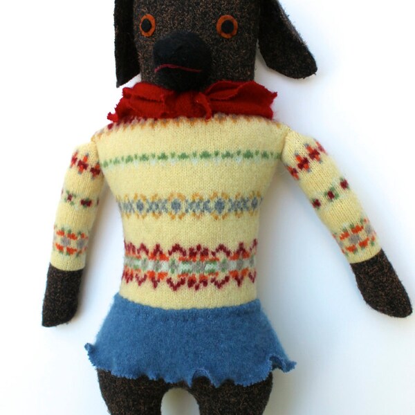 Hund in Fair Isle Pullover Girl Puppe