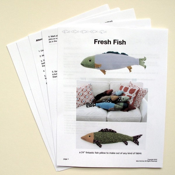 Fresh Fish Pillow Pattern paper pattern