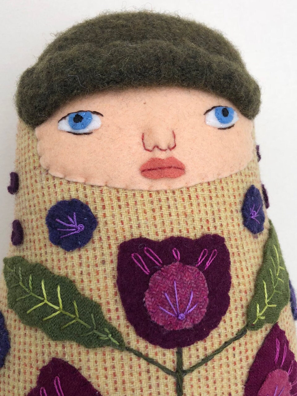 Swaddled Flower Folk Art Baby wool doll Etsy
