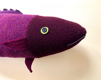 Purple Wool Fish pillow doll cabin ocean decor