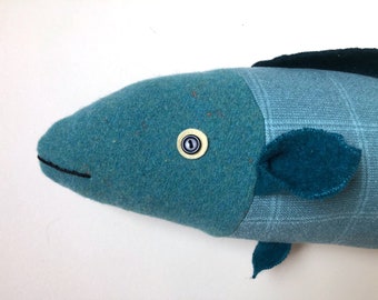 Blue-green Fish Pillow Wool doll cabin ocean decor