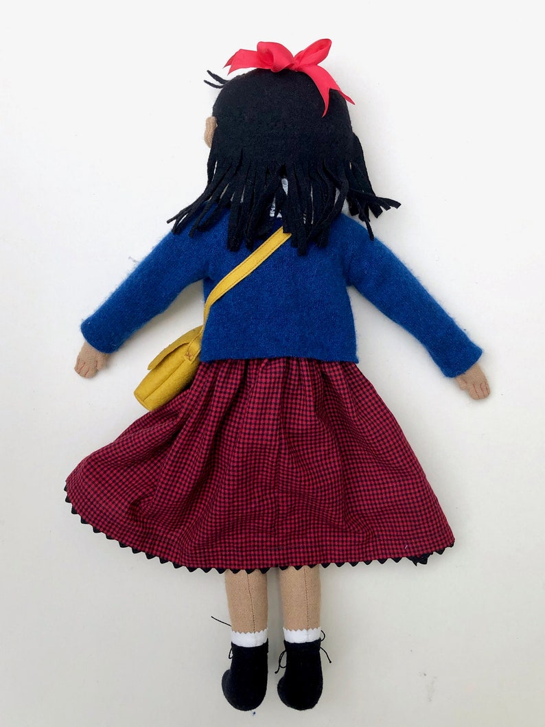 School Girl doll with a Bookbag Satchel wool image 6