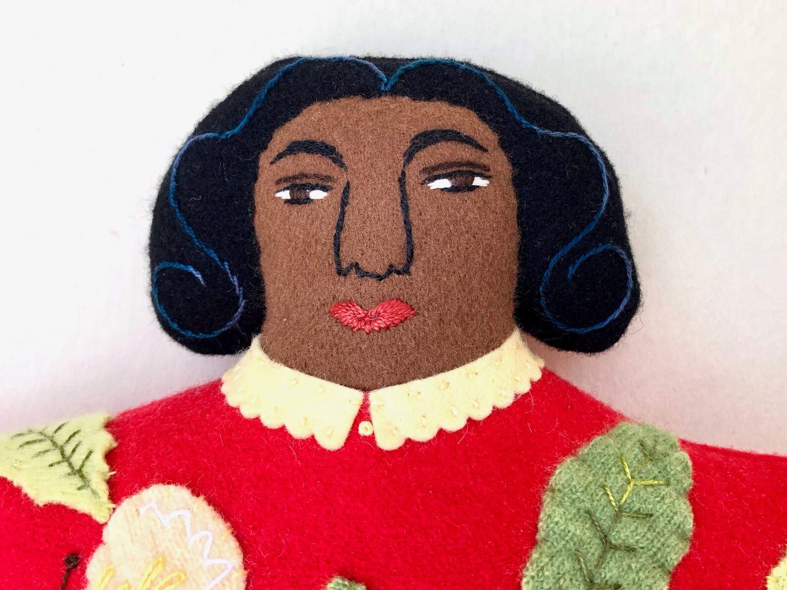 Bright Lady Pillow doll Garden with Birds and Butterfly wool Etsy