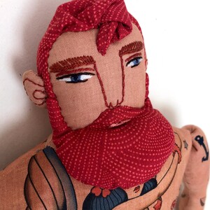 Merman Red-Haired Beard and Mermaid Tattoos Man doll image 9