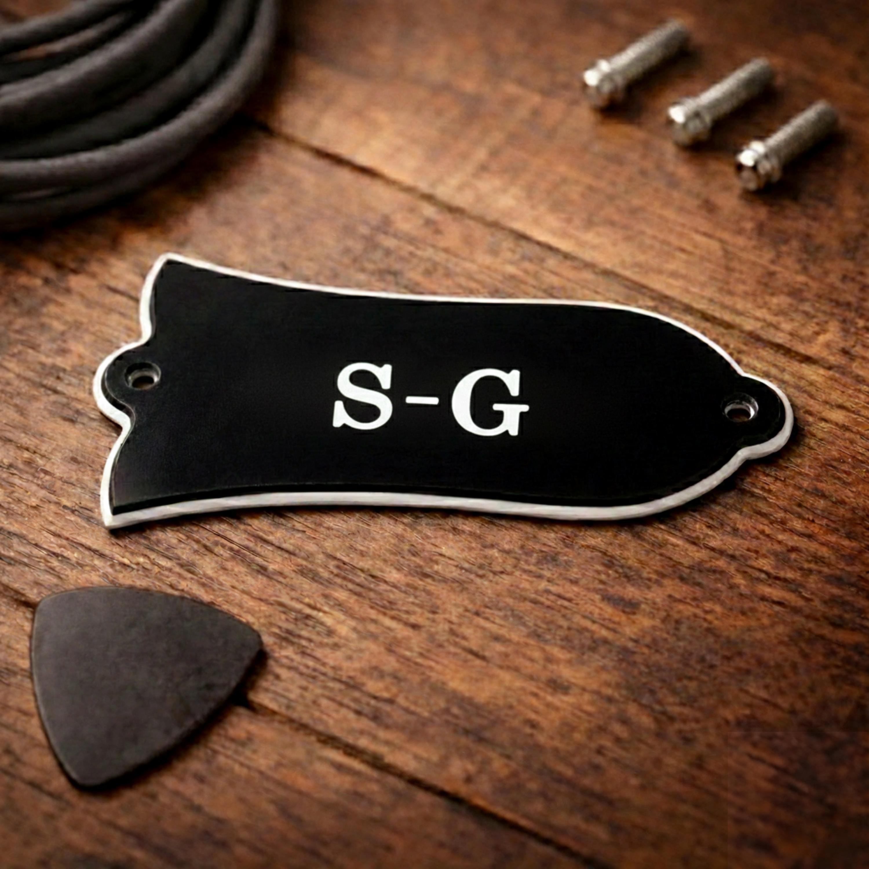 S-Gスタイルトラスロッドカバー、ギブソンSG用、ブラック2プライ