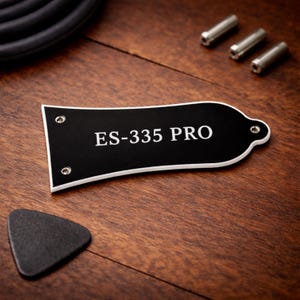 ES-335 PRO Style Truss Rod Cover fits Epiphone, 3-Hole Black Plate