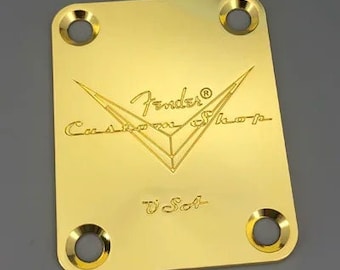 Fender Tribute Guitar Neck Plate for Strat and Tele Guitars Custom Shop USA Metal Neck Plate Cover Replacement Part, Gold
