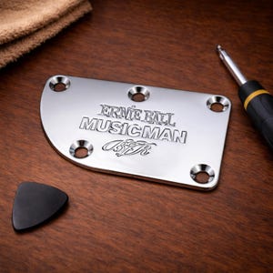 Ernie Ball Music Man Chrome Neck Plate for Stingray, Guitar Hardware Replacement
