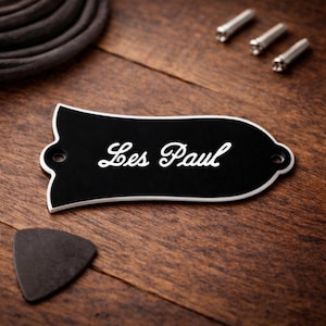 Script Logo Style Truss Rod Abdeckung passend für Gibson Les Paul, Schwarze 2-Ply Platte
