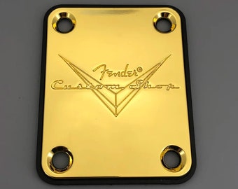 Fender Tribute Guitar Neck Plate for Strat and Tele Guitars Custom Shop Metal Neck Plate Cover Replacement Part, Gold