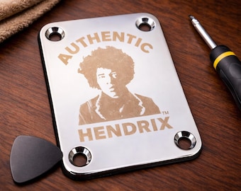 Äkta Hendrix Halsplatta för Fender Strat & Tele, Krommetallersättning