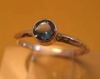 London Blue Topaz ring 18kt and sterling stackable ring