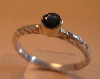 Sapphire ring 18kt and sterling stackable ring