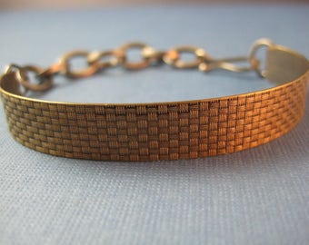 Viking ship bracelet  Brass & Sterling wearable two ways weave /woven pattern