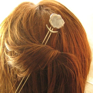 Snowy Druzy sterling silver hair comb spear Drusy image 1