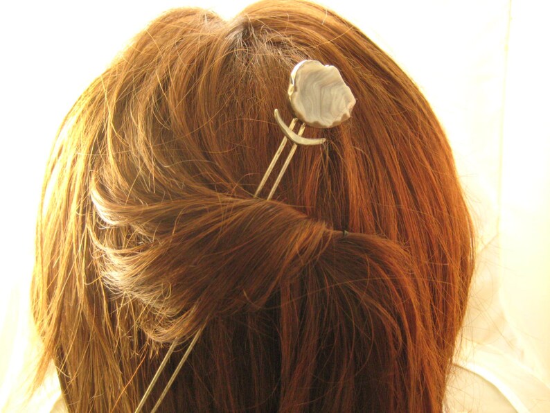 Snowy Druzy sterling silver hair comb spear Drusy image 1