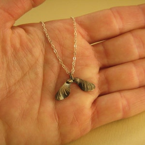 Bronze Maple seed pod Helicopter Sterling necklace image 2