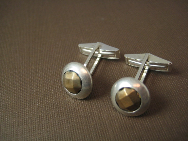 Sterling silver bronze hinged cufflinks
