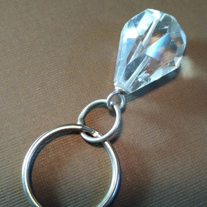 Quartz crystal key ring key chain Teardrop image 1