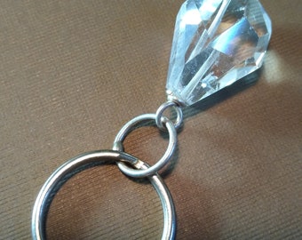Quartz crystal key ring key chain Teardrop
