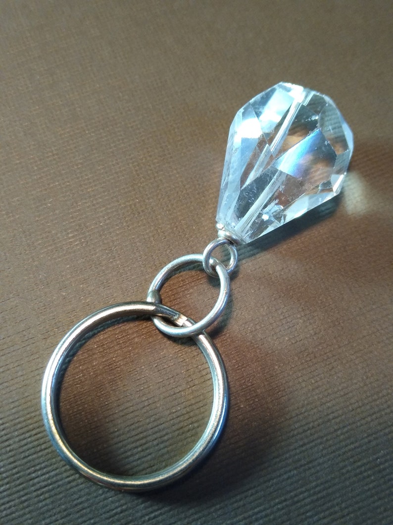 Quartz crystal key ring key chain Teardrop image 1