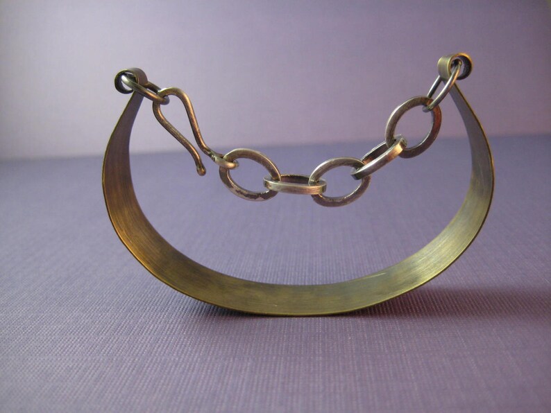 Ocean bracelet Brass & Sterling wearable two ways Wave pattern image 5