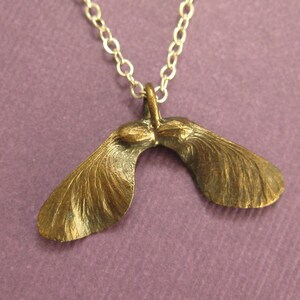 Bronze Maple seed pod Helicopter Sterling necklace image 3