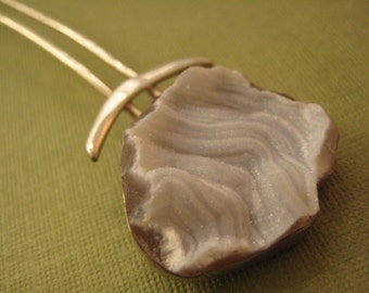 Snowy Druzy sterling silver hair comb spear Drusy
