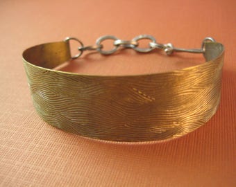 Ocean bracelet  Brass & Sterling wearable two ways Large Wave pattern