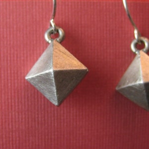 Double diamond pyramid earrings sterling silver image 3