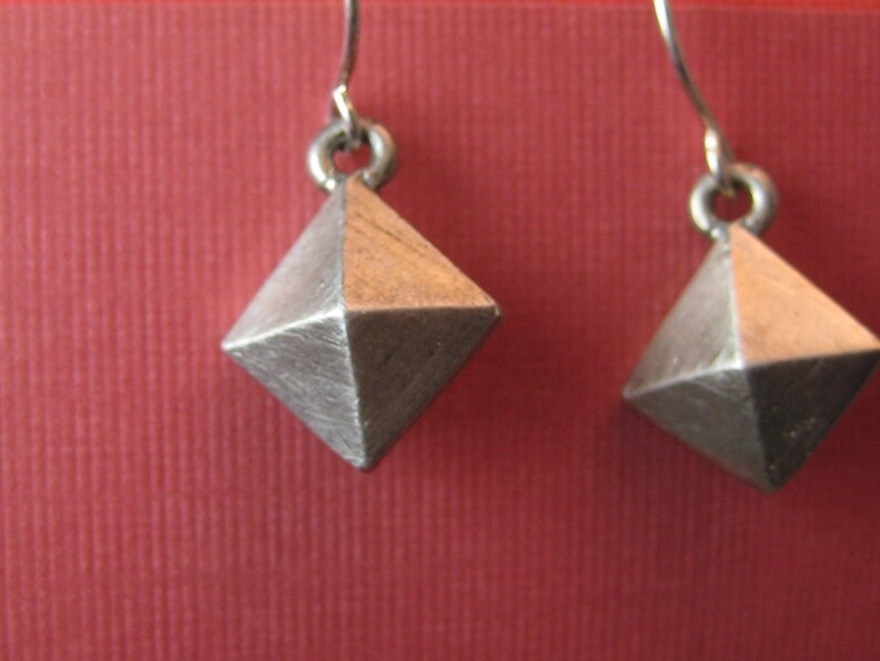 Double diamond pyramid earrings sterling silver image 3