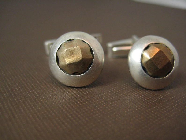Sterling silver bronze hinged cufflinks