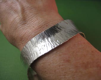 Hand hammered sparkly Sterling Silver bracelet cuff