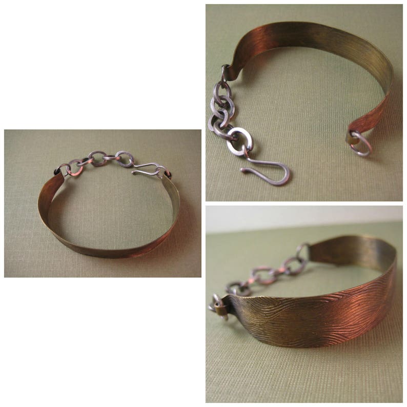 Ocean bracelet Brass & Sterling wearable two ways Wave pattern image 4