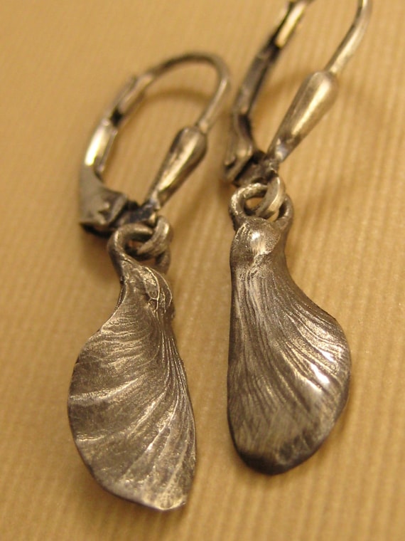 Japanese Maple Seed Pod Oxidized Sterling Silver Fairy Wing Etsy
