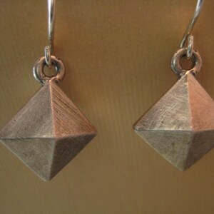 Double diamond pyramid earrings sterling silver image 2