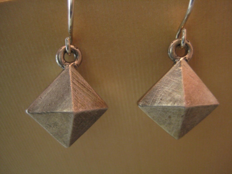 Double diamond pyramid earrings sterling silver image 2