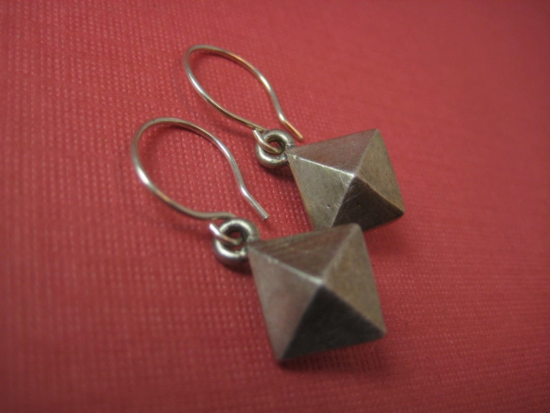 Double diamond pyramid earrings sterling silver image 6