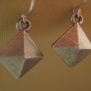 Double diamond pyramid earrings sterling silver image 1