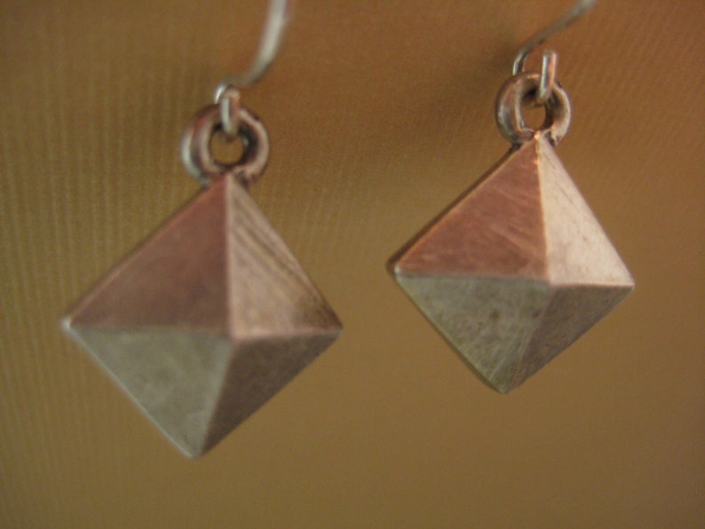 Double diamond pyramid earrings sterling silver image 1