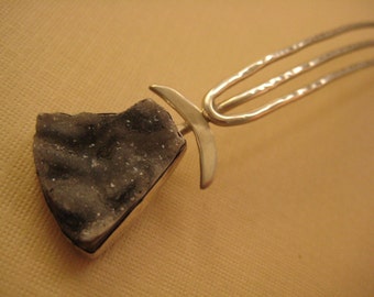 Salt and pepper Druzy Sterling silver hair spear comb Drusy hair pin