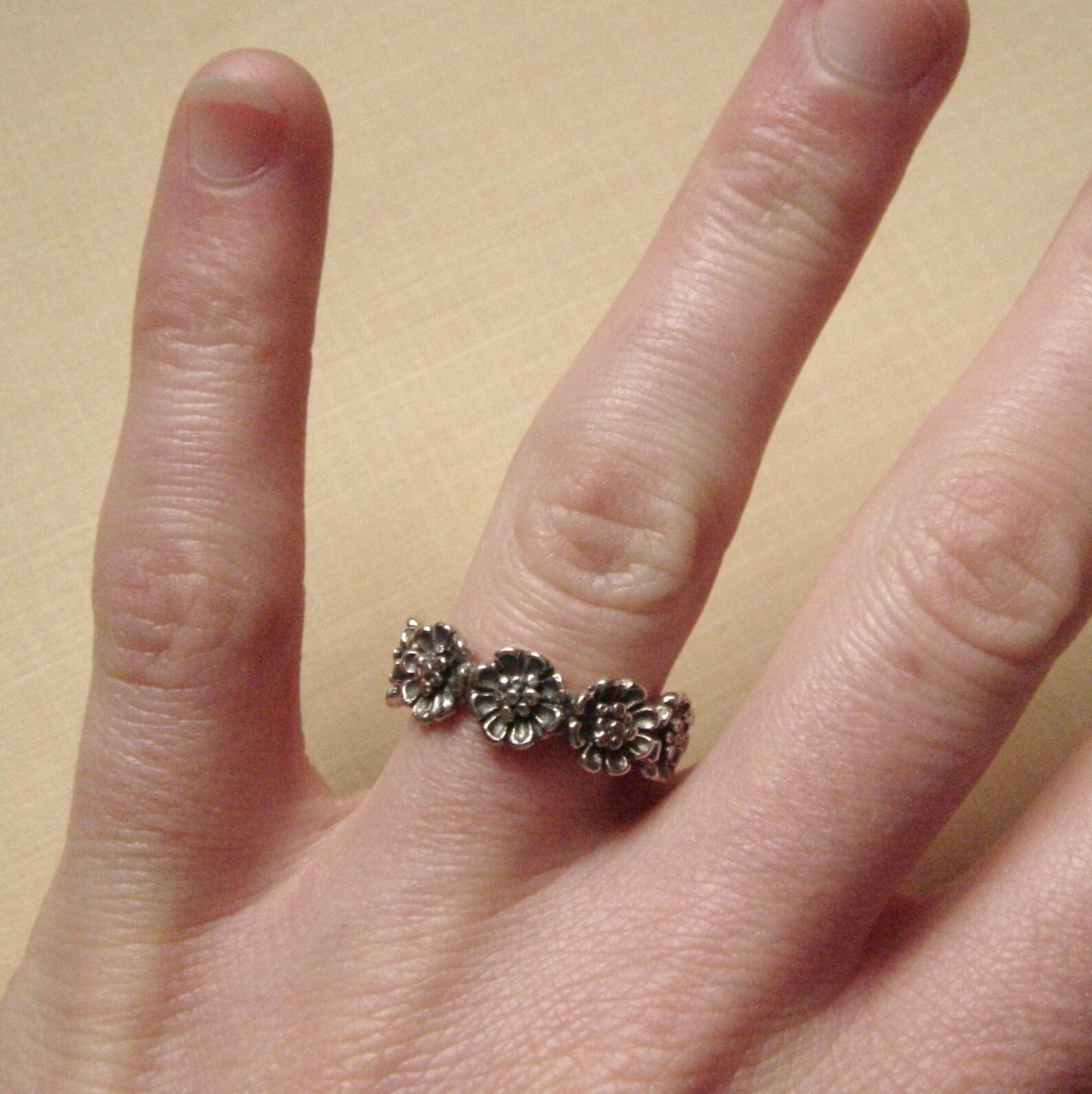 Daisy Flower Bouquet Ring Sterling Etsy